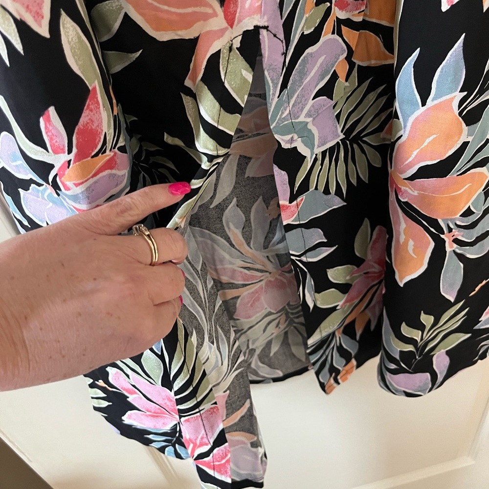 Billabong Black Midi Slip Dress with Pink & Pastel Floral Print Women’s large - Picture 13 of 15